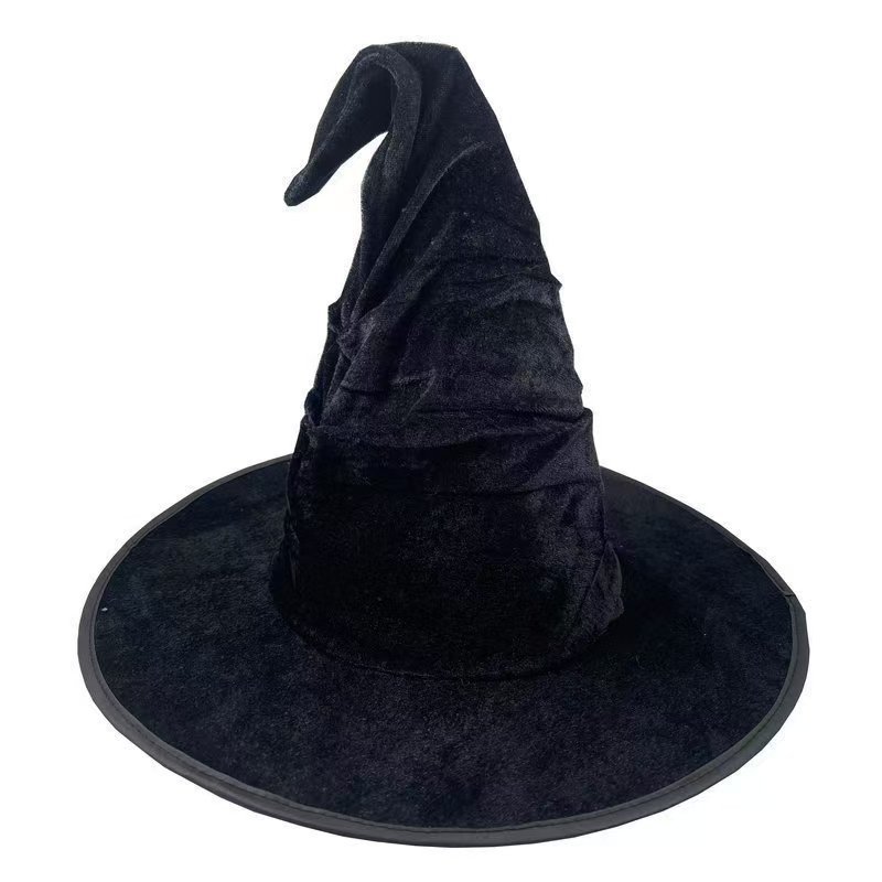 Sombrero plisado de terciopelo negro