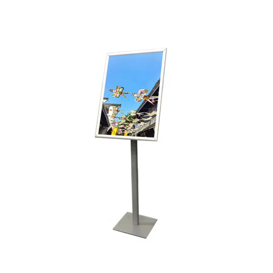 Suporte De Sinalização De Pedestal Pesado Ajustável Suporte De Assoalho Outdoor Indoor Standing Display Signage Bracket Alumínio Preto