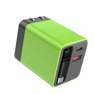 <strong>EU</strong> UK US <strong>Multi</strong> Ports Gan 65W High Power <strong>Output</strong> Fast Charging <strong>Plug</strong> 3 In1 Retractable Usb Cable Travel Phone Charger - Product Image 1