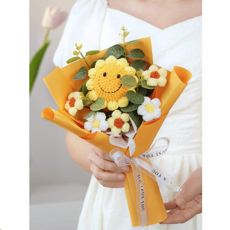 Mxh040-bouquet de tournesols souriants jaunes