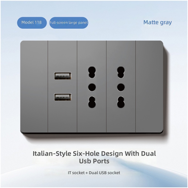 Italiano de seis orificios + Puertos USB duales