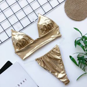 2022 Nieuwe Mode Dames Licht Goud Lederen <span class=keywords><strong>Sexy</strong></span> Bikini Badpak Set Dames <span class=keywords><strong>Sexy</strong></span> Badpak Tweedelige Set - Product Image 2