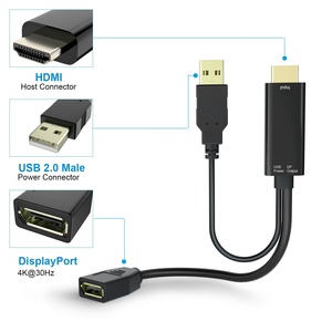 <strong>HDMI</strong> Male to DP Female Adapter 4K 2K@60Hz HDCP2.2 <strong>HDMI</strong> to DisplayPort Adapter with USB Power Compliant with Xbox One/PS4/PS5