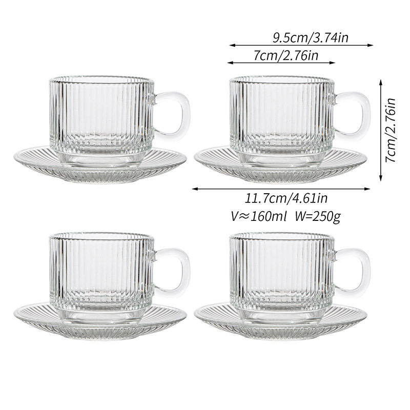 Striped 4-piece set - cups and saucers