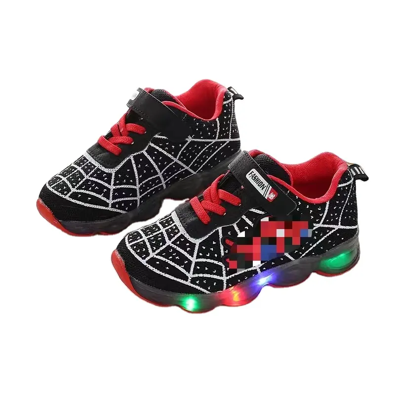 Großhandel Spider-Man Baby Sportschuhe Kinder LED Light Up Schuhe für Jungen und Mädchen Kinder Freizeit schuhe