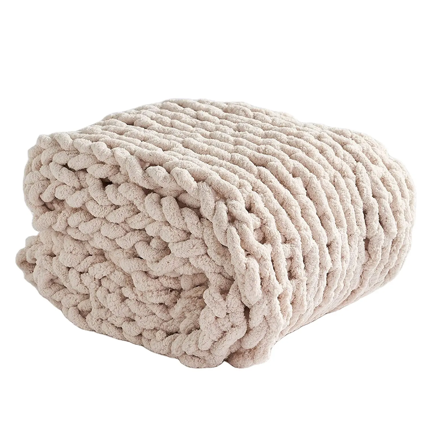 Chunky Knit Blanket Throw 50 "x 60" Soft Chenille Garn Strick decke Große gewichtete Häkel decken Handmade Cable Knit