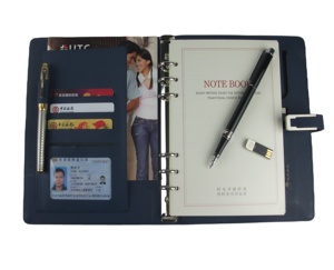 Notebook de carga inalámbrica con Banco de energía, PU Funda de cuero, unidad Flash, logotipo en relieve personalizado, Cable USB, Soporte para tarjeta de disco Flash - Product Image 2