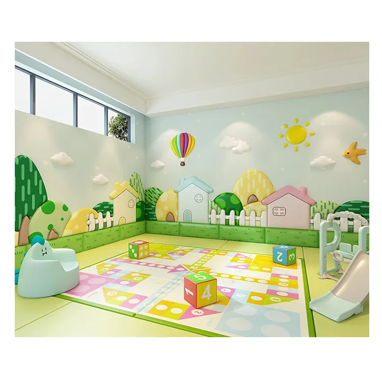 Nieuwe Ontwerp Baby Leuke Soft Play Muur Padding Mat Voor Kids Beschermende Foam Muur Padding