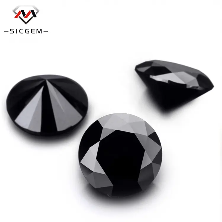 SICGEM 최고의 다채로운 Moissanite 브랜드 Vvs 선명도 1 캐럿 라운드 컷 모양 대형 블랙 Moissanite 다이아몬드