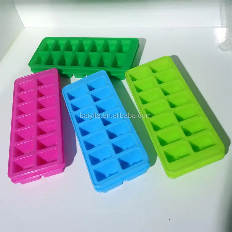 Bac à glaçons 14 trous carré en plastique pour aliments en silicone pour réfrigérateur