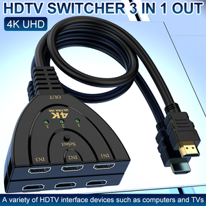 3ポート4K HDTVスプリッターフルHD 4Kサポート3-in-1セレクターモニターコンピューター用PVCジャケットプロジェクター用在庫あり - Product Image 2