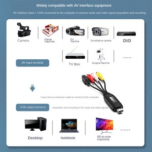 带RCA连接器的USB 1080P 1通道视频采集卡支持投影仪和HTV摄像机的S-Video + AV信号监控 - Product Image 4