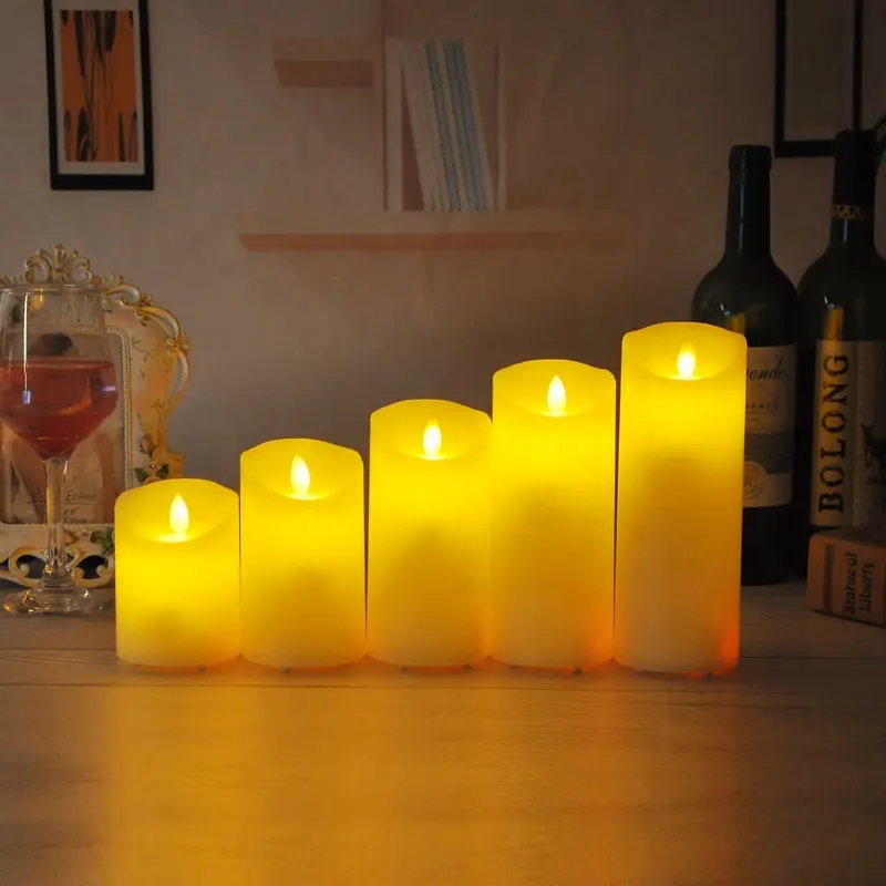 Home Decor Custom Wholesale Plastic Rechargeable Electronic Flameless Led Candles Sets With Remote Control