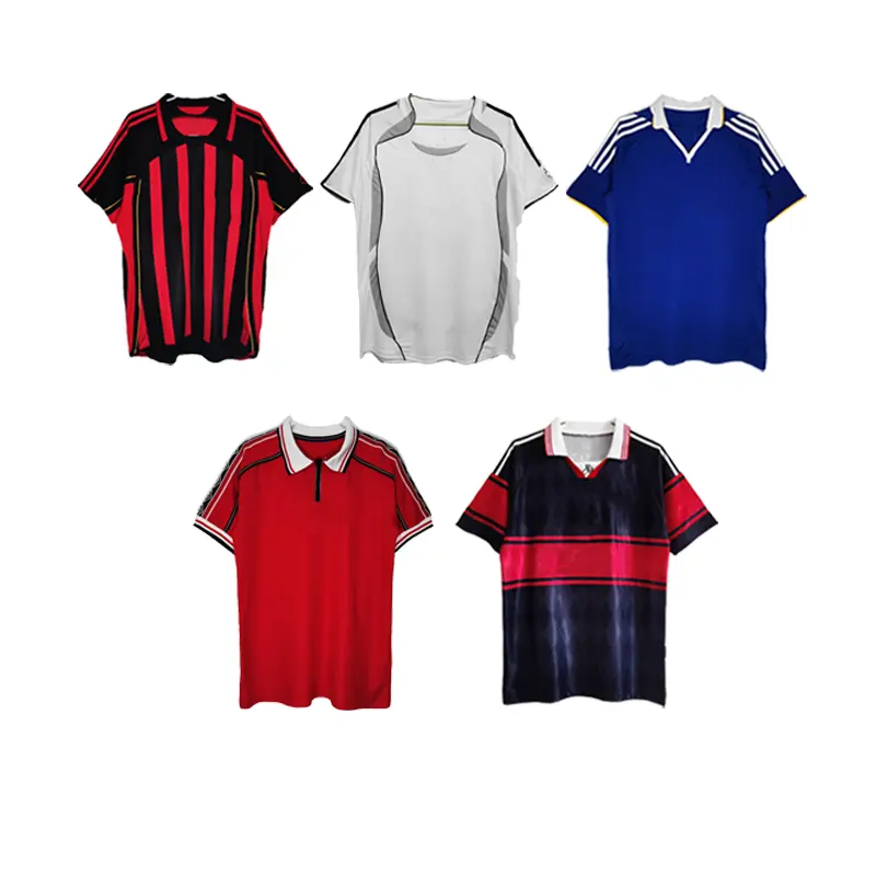 Großhandel thailändische Qualität klassisches Retro-Hemd individuelle Fußballtrikots Futbol vintage Manchester Madrid Mailand Fußballtrikot für Herren