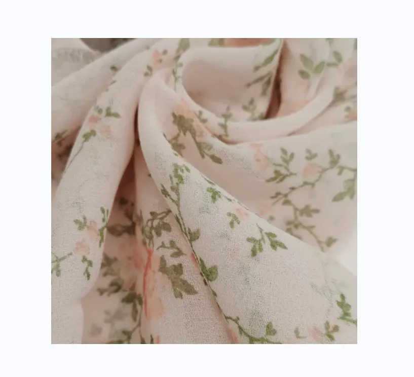 100% Polyester Flower In Ấn Tổng Hợp Lụa Voan Vải Dệt Thiết Kế Mô Hình Cho Cô Gái 'Dresses Váy Dày Dày 20D Sợi Đếm