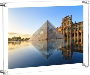 8.5x11 Acrylic Floating Picture Frame Double Panel (9.4x13.4 Inch) Wall <strong>Mount</strong> Display Rack <strong>A4</strong> Letter Size Photos Documents Pack - Product Image 1