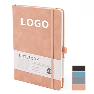Cuaderno de tapa dura de cuero PU A5 personalizable, cuaderno promocional impreso con logotipo, cuaderno con correa elástica para estudiantes