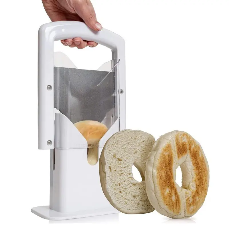 Bagel pemotong pengiris baja tahan karat, desain ergonomis pisau dapat disesuaikan Ideal untuk penggunaan rumah dan komersial