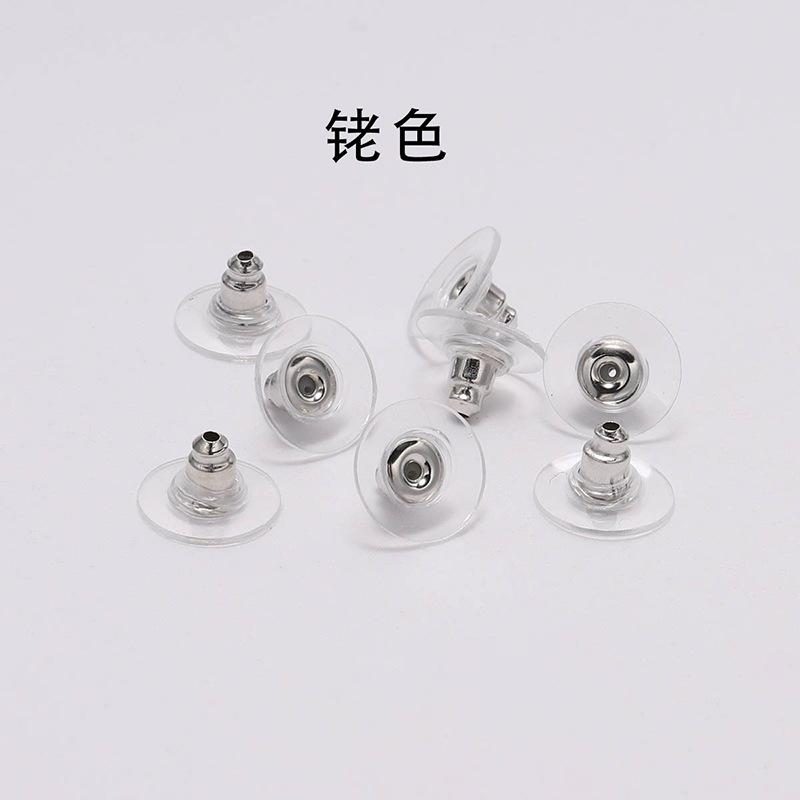 Embouts auriculaires en forme d'OVNI, plaqués rhodium, 100 pièces par paquet