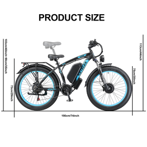 26 "Xe đạp điện 2ooow 48V/23ah pin lithium 21 tốc độ phía trước Hệ thống treo khung nhôm e-bike với động cơ kép nhà máy - Product Image 6