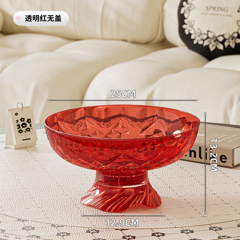Diamond-patterned transparent red tray