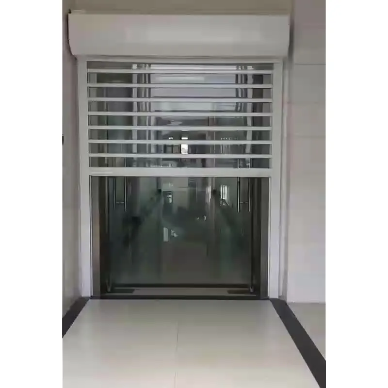 Puerta enrollable de cristal transparente eléctrica, aleación de aluminio