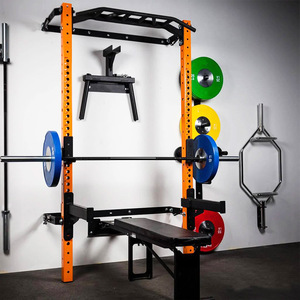 Gelişmiş tip antreman ticari kullanım çok kavrama çubuğu ile spor ekipmanı duvar katlama arka duvar montaj Squat çerçevesi - Product Image 3