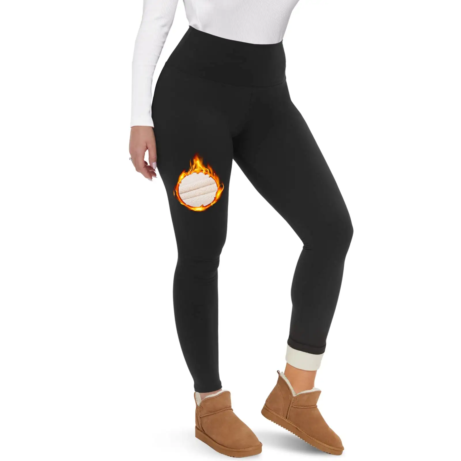 Velo Forrado Leggings Mulheres Grosso Macio De Cintura Alta Preto Térmico Calças De Veludo Quente para o Inverno Frio