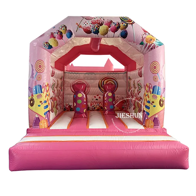 Castelo inflável bouncy inflável, mais novo castelo inflável de doces para saltar, venda com deslizador, durável, plato, pvc; gua