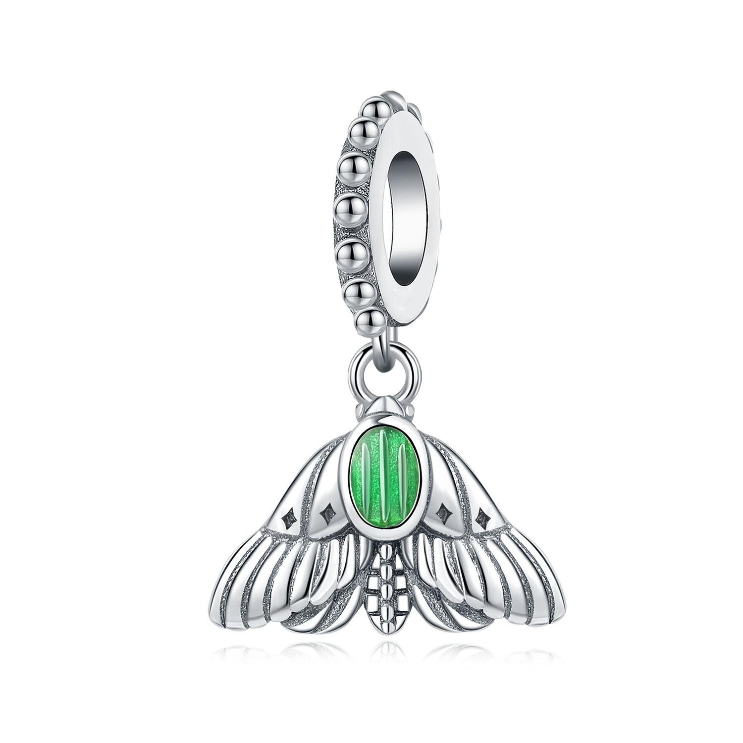 pendentif papillon de nuit époxy vert Otc1131-argent
