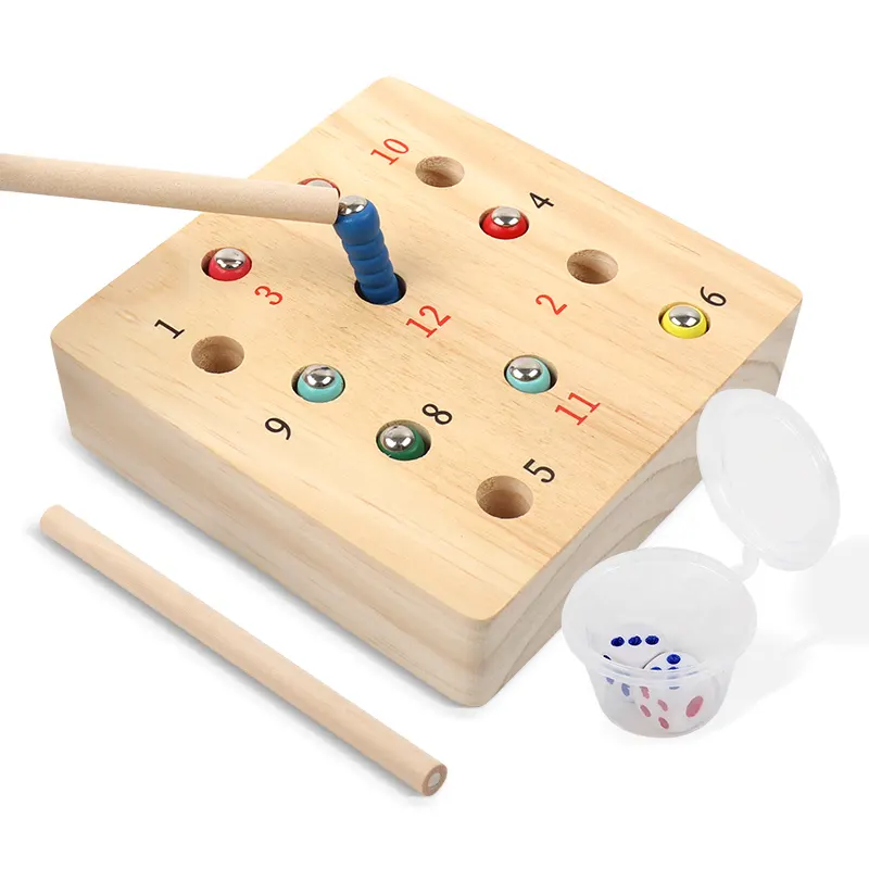 Jouets en bois avec ver magnétique Attraper Bug Game pour garçons et filles