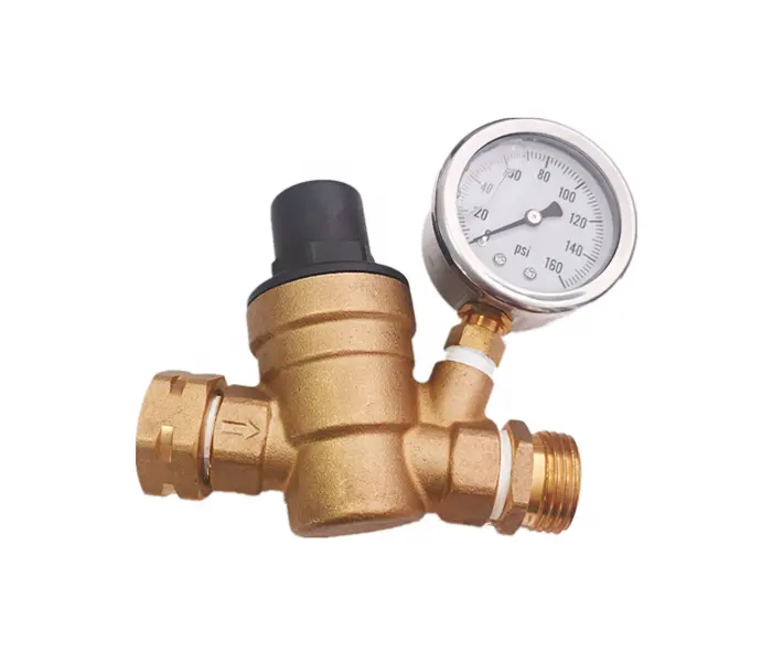 Regulador de pressão de água de bronze sem chumbo, 3/4 NH-11.5 rv com medidor de pressão de jardim usando