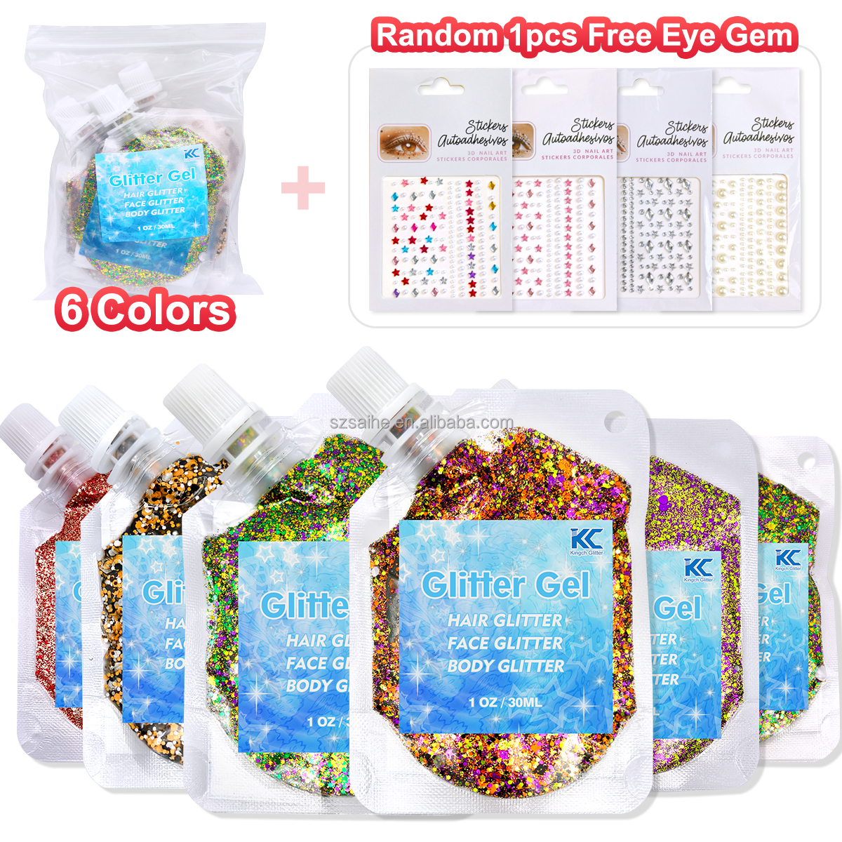 Set14-6 colores mezclados/Gel con purpurina de Halloween