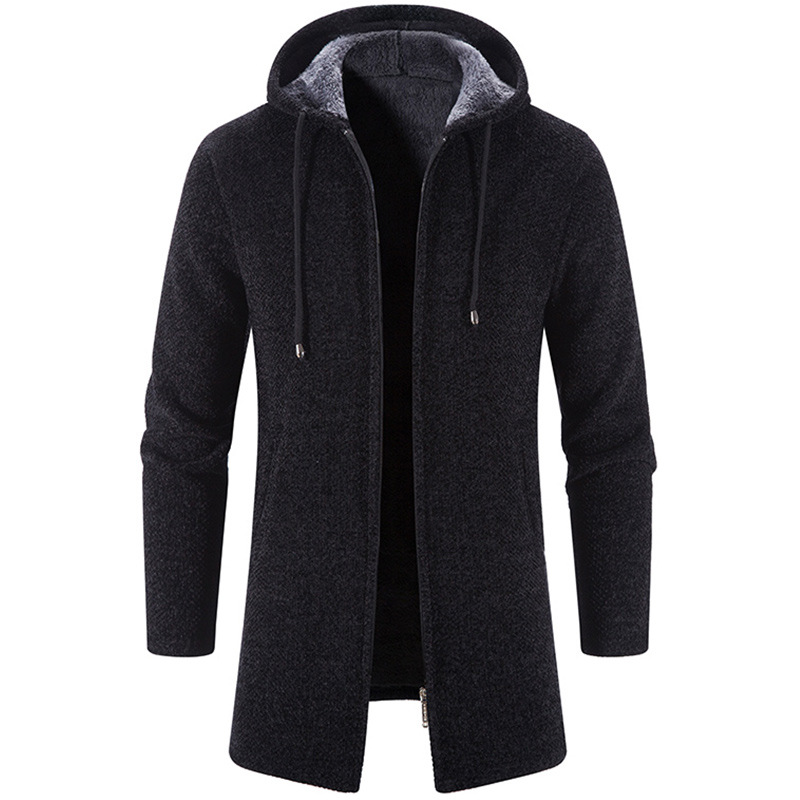 Cardigan giacca in peluche nero con cappuccio