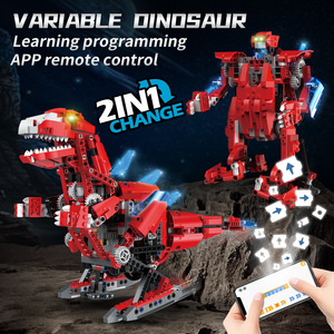 2-in-1電気ビルディングブロックリモートコントロール恐竜ロボットおもちゃセットAPPプログラムゲーム機能付きドラゴン恐竜レンガタイプ - Product Image 2