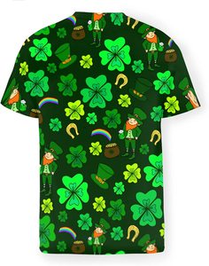 Fitspi T Shirt moda 3D baskı yonca kısa kollu gömlek yeşil Tee toptan - Product Image 3