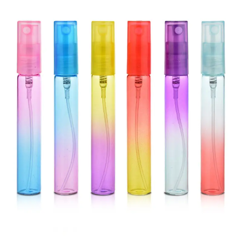 8ml Plastiks prüh gerät Allmähliche Farbe Parfüm flasche Glas Pull Tube Farbe Parfüm flasche Mit Verpackungs box