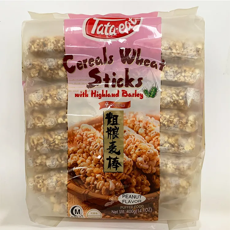 Oncle Pop Snacks de riz sains saveur d'arachide 400g x 10 sacs craquelins de blé doux avec bâtons d'orge Highland