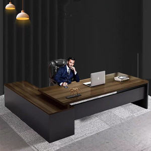 Mesa de ordenador de estudio de oficina, diseño simple moderno personalizado de fábrica, con estantería y armario de almacenamiento - Product Image 5