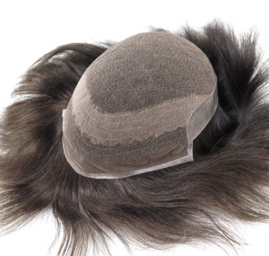 Octagon <strong>Human</strong> Hair Toupee Men's Male Wigs Hair Replacement Lace with Poly on Sides and <strong>Back</strong> - Product Image 2