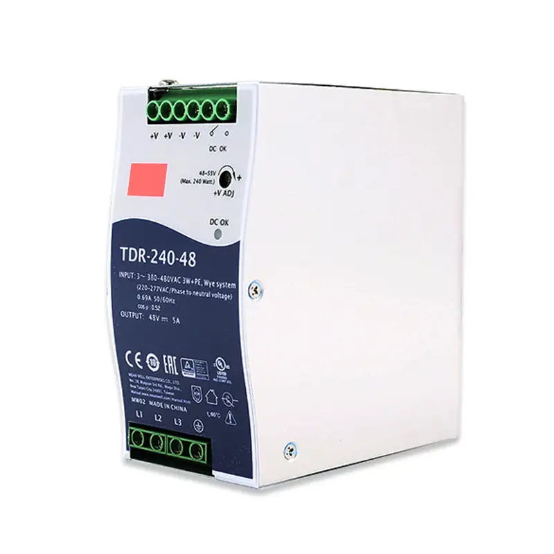 TDR-240-48 Mean Well, tiga fase 340V 550Vac Input tegangan tinggi 5A 48V Swps 240W 48V Din rail Switch catu daya