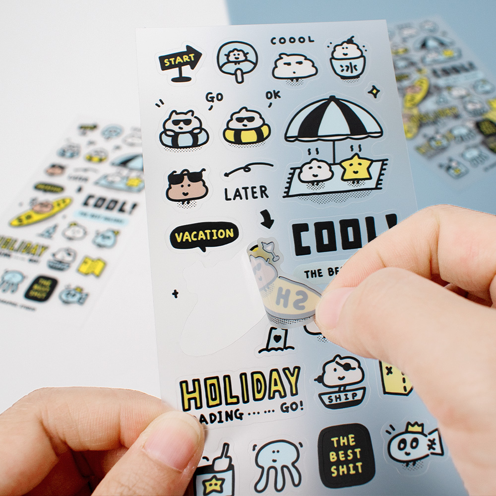 Transparent PET/BOPP sticker with matte lamination example