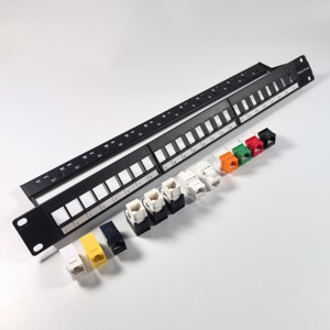 高质量24端口1U 19英寸不带模块接线板的UTP 19英寸5e类/6类/6a类/7类空白接线板电信零件 - Product Image 3