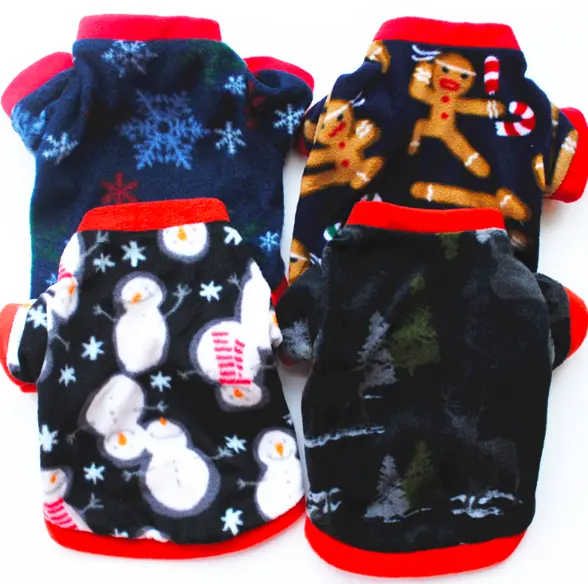 Polar Fleece Warm Christmas Pet Clothes Puppy Cat Kitten Christmas Dog T-Shirt Festival Costume For Small Medium Dogs Costume