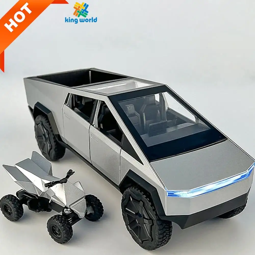 Camionetes 1:24 Cyberpunk Camionete modelo de simulação de som luz puxar para trás veículo 1/24 modelo fundido carros brinquedos