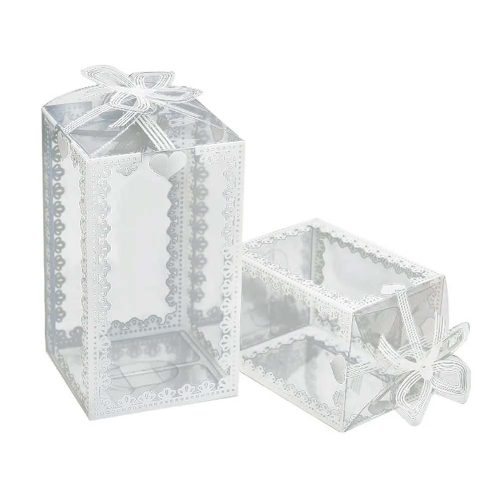 Cajas de Regalo de plástico PVC transparente para mascotas, decoración blanca para embalaje de uñas, cosméticos, muñecas, juguetes, dulces de boda, venta al por mayor