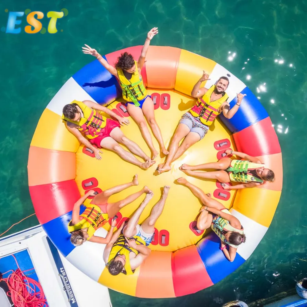 Juguetes de agua de mar, barco de discoteca inflable volador, OVNI giratorio, tubo remolcable, barco de discoteca de agua inflable para adultos