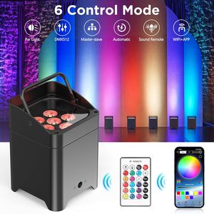 Akülü Uplights şarj edilebilir Par Can 6X18W UV UV LED Uplight uzaktan APP DMX512 kontrol LED sahne aydınlatma yanar - Product Image 4