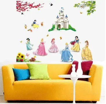 Calcomanías de pared de princesa 3D Peel and Stick, Mural de pared extraíble de madera para niñas y niños, dormitorio, decoración de guardería para bebés