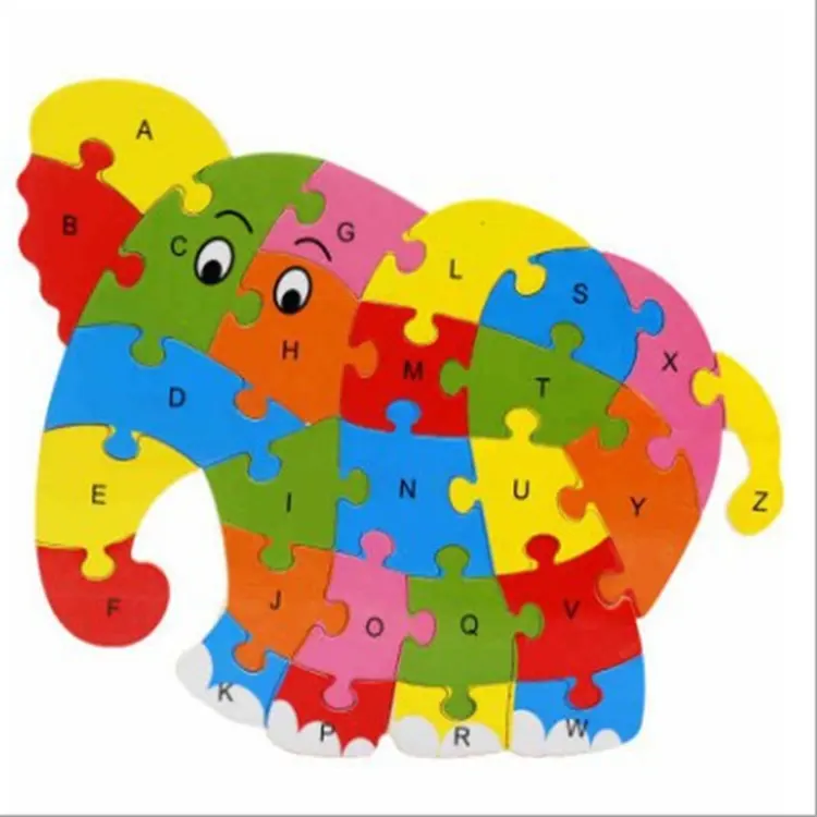 Nieuwe Aankomst Cartoon Kinderen Engels Cognitieve Puzzel Game Kids Educatief Speelgoed Houten Alfabet Dier Puzzel Speelgoed